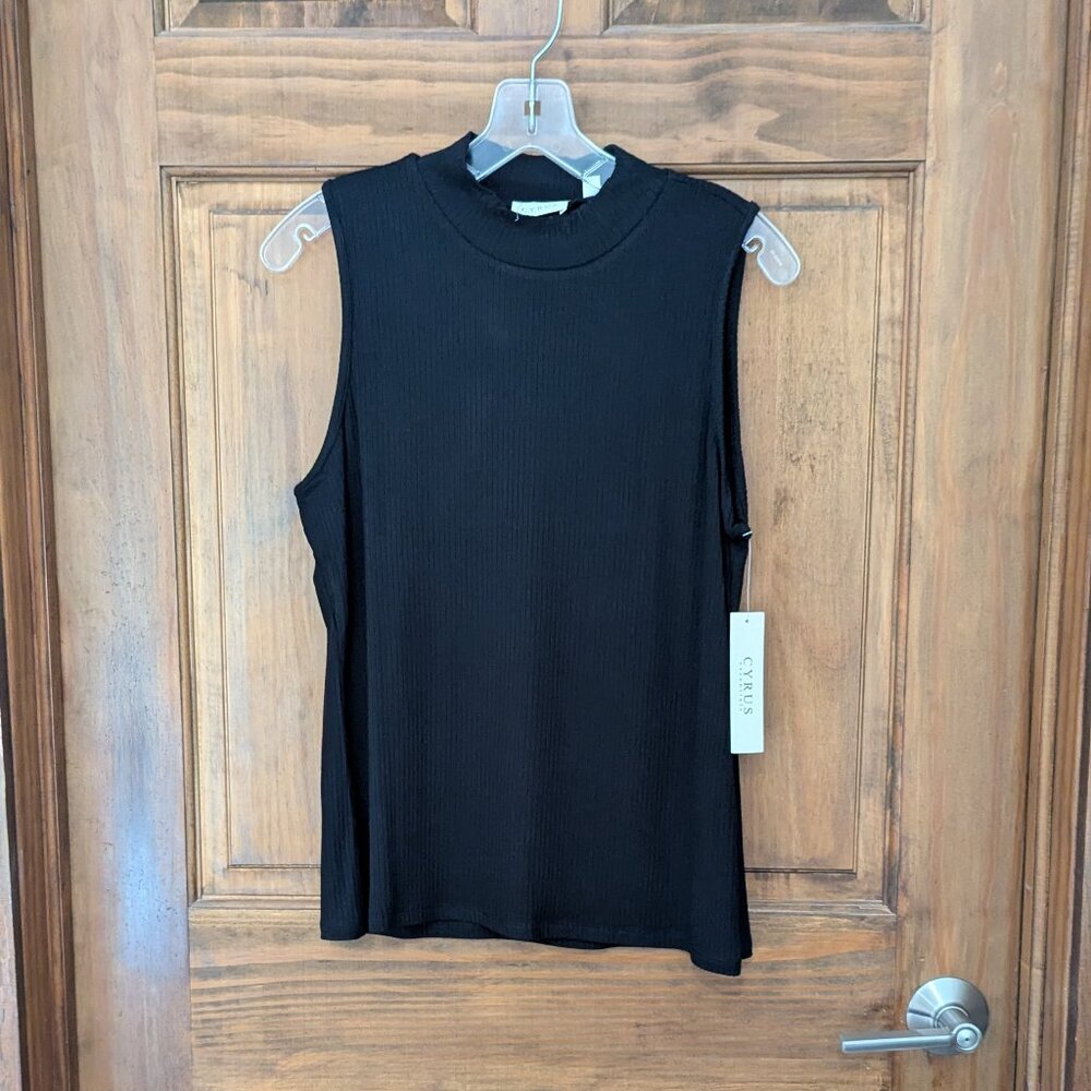 New Women's Cyrus Black Sleeveless Ribbed Top. Size Large.